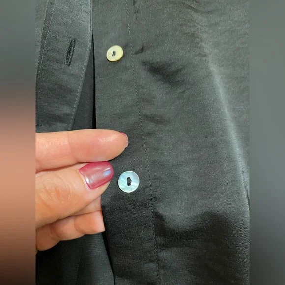Zara Satin Black Button Down Shirt Womens Size L - Picture 5 of 10